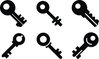 A vintage set of rusty golden skeleton keys for old doors and antique locks, symbolizing home safety and security