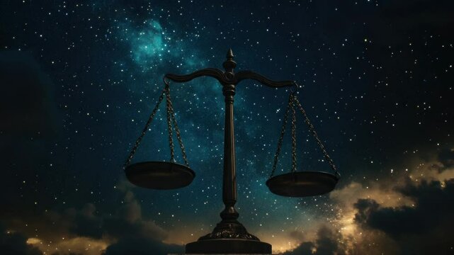 An image of the symbol of justice with stars in the background, suitable for use in illustrations about fairness and morality