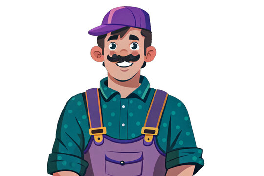 plumber with cheerful expression wearing uniform on white isolated background, standing confidently, ready to fix household issues concept of professional repair services