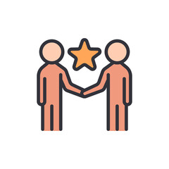 Successful Partnership And Achievement With Star Symbol Between Two Figures