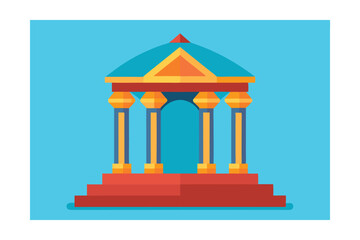 Obraz premium Elegant Temple Design Architectural Icon with Columns and Dome