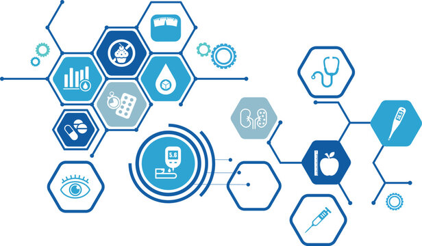 Diabetes. Testing blood for glucose, using glucometer for hypoglycemia or hyperglycemia diagnosis. Laboratory equipment, syringe. Physician measuring sugar level. World diabetic awareness day. - Powered by Adobe