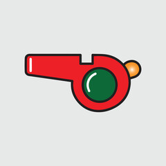 Red and green whistle icon cartoon illustration