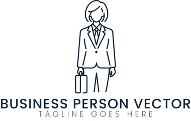 Professional Businesswoman Vector Illustration Minimalist Line Art Style Corporate Design job suit  