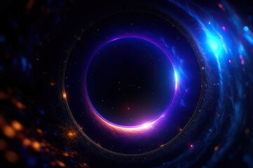 Light Tunnel, Fiery Cosmic Pathway in Deep Space with Glowing Elements