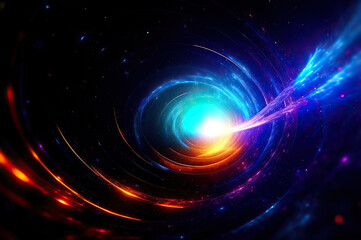 Mystical Space Wormhole in Dark Blue Tones with Flaming Accents and Galactic Energy