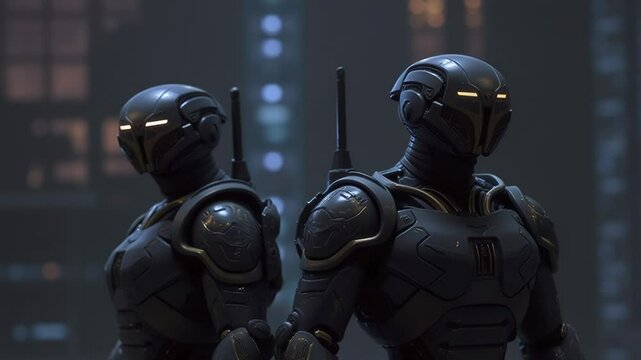 robot in the city illustration