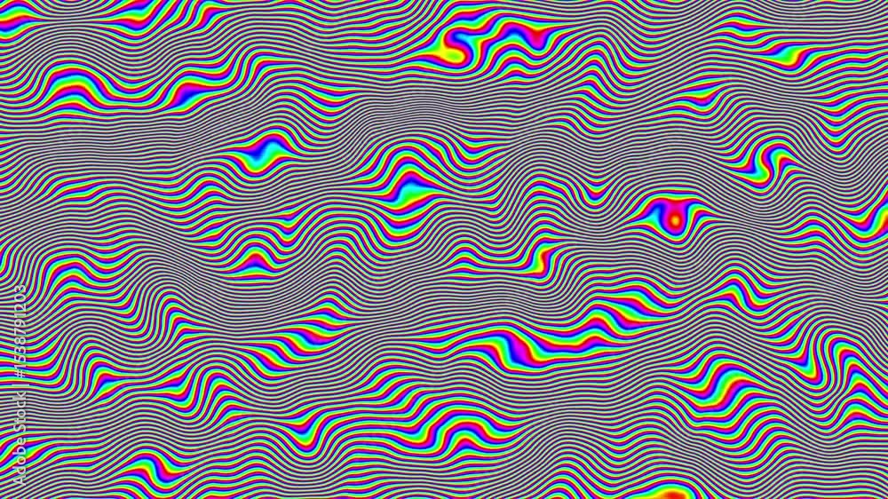 Poster loop liquid psychedelic waves abstract background. vibrant colors
