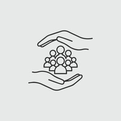 Protecting group of people icon line art graphic