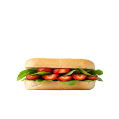 Strawberry Spinach Ciabatta Sandwich isolated on transparent baackground