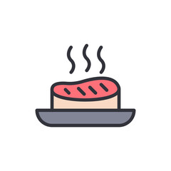 Steaming Piece Of Meat Served On A Plate Graphic Illustration