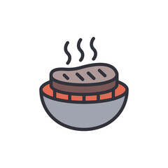 Delicious Grilled Steak Icon For Summer Bbq Party And Cookout