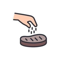 Hand Seasoning Steak Icon Preparing Food Illustration On Transparent Backdrop