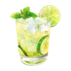 PNG Mojito drink illustration watercolor.