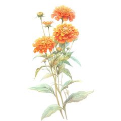Naklejka na ściany i meble PNG Zinnia illustration watercolor blossoms.