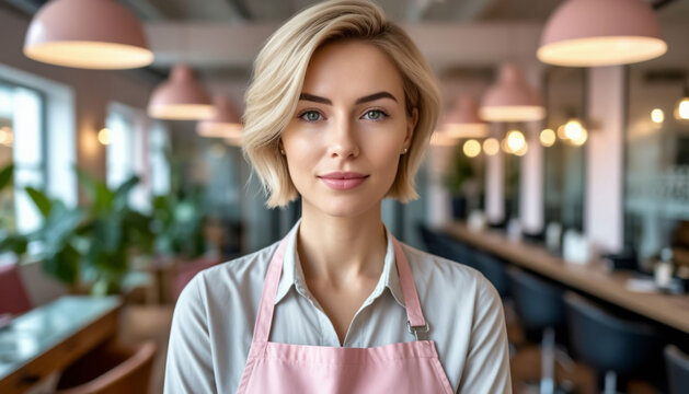 Woman hairdresser mater in beauty salon. Generated by AI.