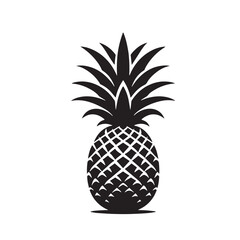 Obraz premium Black Pineapple Silhouette Vector, High Quality Illustration on White Background