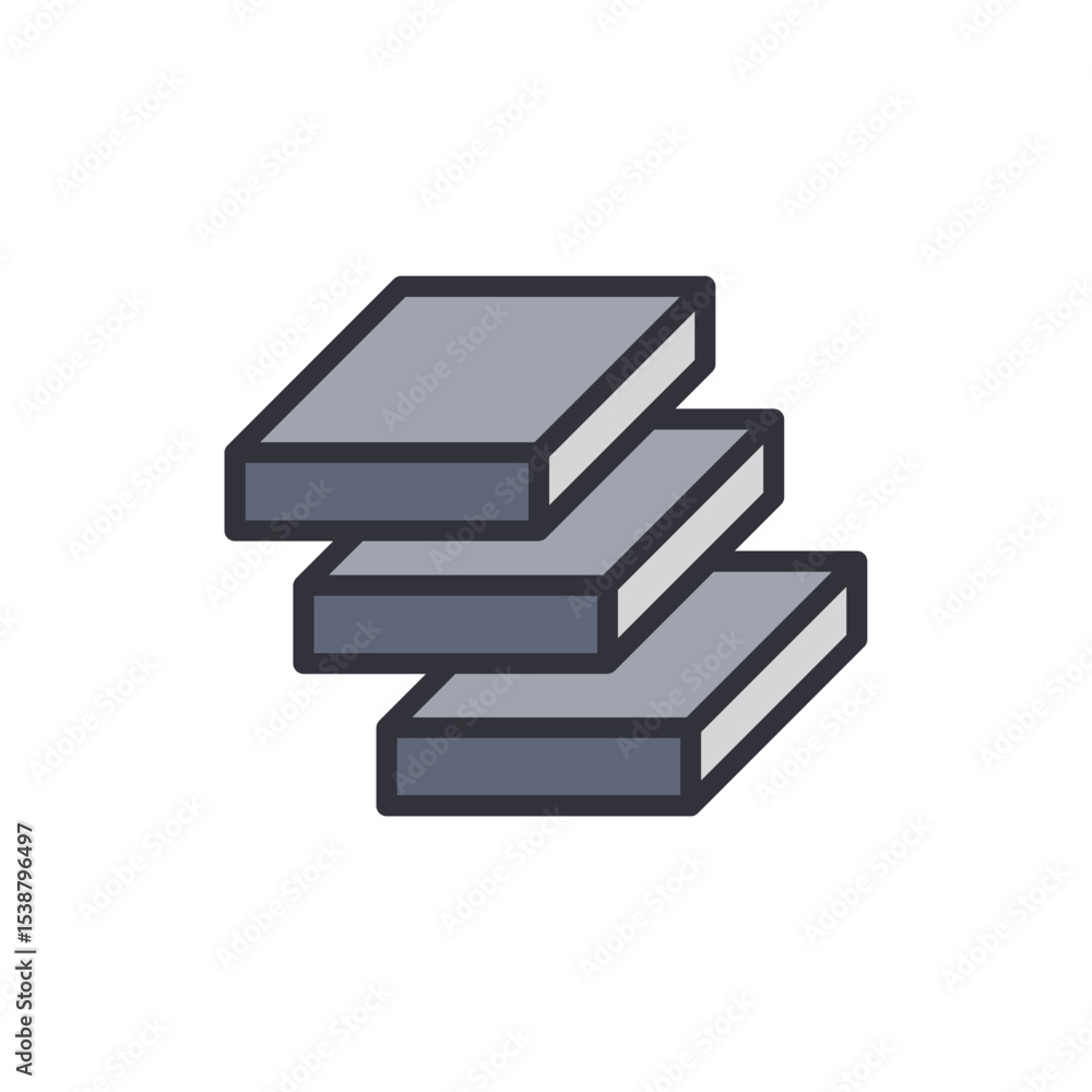 Poster geometric stacked rectangles in ascending order with outline effect