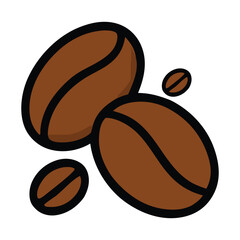 Icon of coffee beans showcase common ingredient in beverages. Suitable for food and drink industry websites, blogs, and packaging designs.