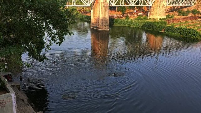 railway bridge over the river | mandakini river rail bridge | mandakini river chitrakut