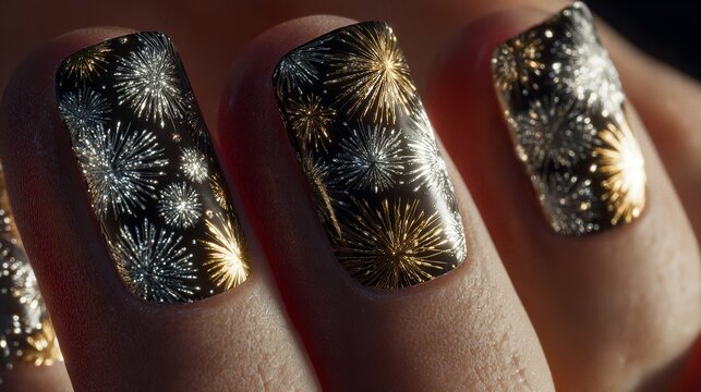 Female hand with butterfly art design nails,