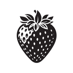 Black Strawberry Silhouette Vector, High Quality Illustration on White Background