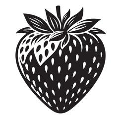 Black Strawberry Silhouette Vector, High Quality Illustration on White Background
