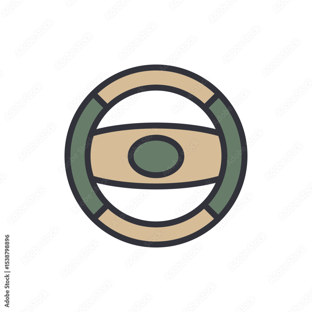 Poster isolated steering wheel icon with a rounded design on transparent background