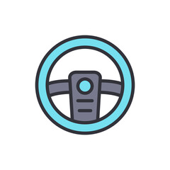 Stylized Turquoise Steering Wheel Icon For Transportation And Design © Upnowgraphic Studio