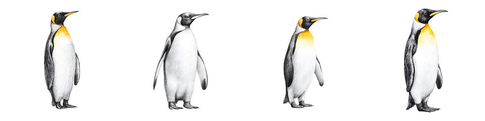 Fototapeta premium A group of majestic penguins standing in the Arctic