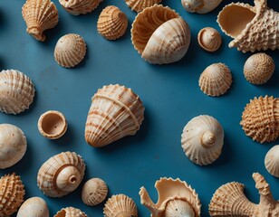  Blue background with shells lying on it