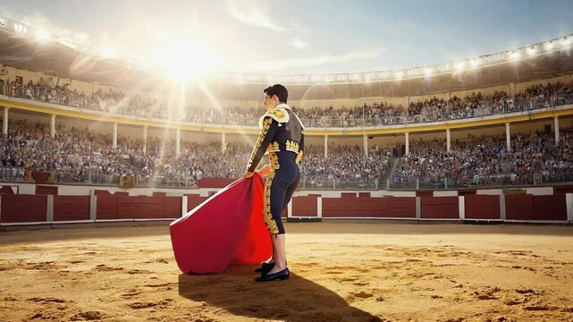 Bullfighter in a bullring.