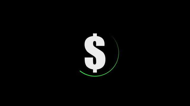 abstract neon glowing dollar coin animation ,icon money wealth sing animated on black background. Abstract neon Dollar icon conceptual business .l neon light dollar icon animation.