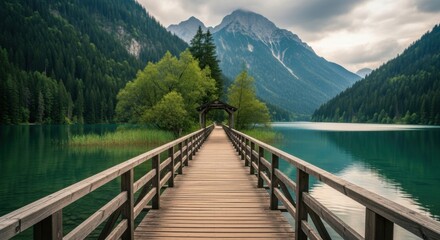 Picturesque Lake View with Mountain Backdrop on Clear Day