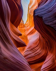 Breathtaking Abstract View of Antelope Canyon's Smooth Sandstone Walls in Arizona, USA - A Natural Wonder Showcasing Swirling Rock Formations and Vivid Colors