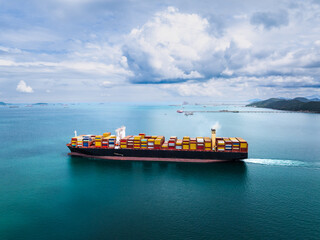shipping logistic cargo container ship import export goods and distributing products to dealer and...