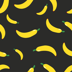 Fototapeta premium Vibrant Yellow Banana Peppers Seamless Pattern Dark Background, Bold Design