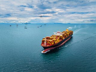 shipping logistic cargo container ship import export goods and distributing products to dealer and...