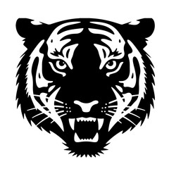 Black and White Tiger Head Vector Illustration