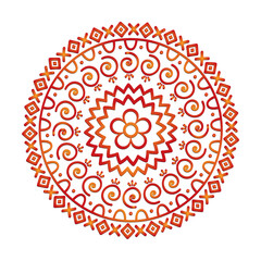 Ornamental Floral Lace Pattern with Round Mandala Design Vector illustrations