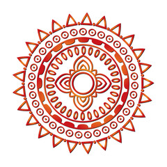 Ornamental Floral Lace Pattern with Round Mandala Design Vector illustrations