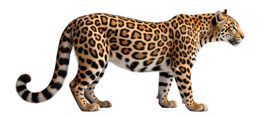 Naklejka premium Detailed illustration of leopard showcasing its distinctive coat pattern and muscular build, exuding sense of strength and grace