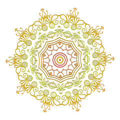 Ornamental Floral Lace Pattern with Round Mandala Design Vector illustrations