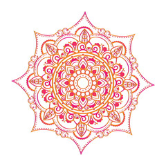 Ornamental Floral Lace Pattern with Round Mandala Design Vector illustrations