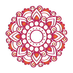 Ornamental Floral Lace Pattern with Round Mandala Design Vector illustrations