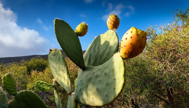 lonely cactus pear on a sabra plant