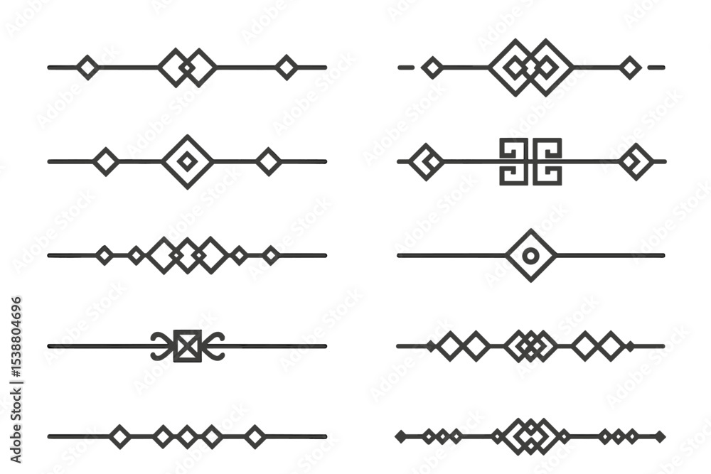 Poster elegant line dividers featuring geometric shapes for design projects or web layouts