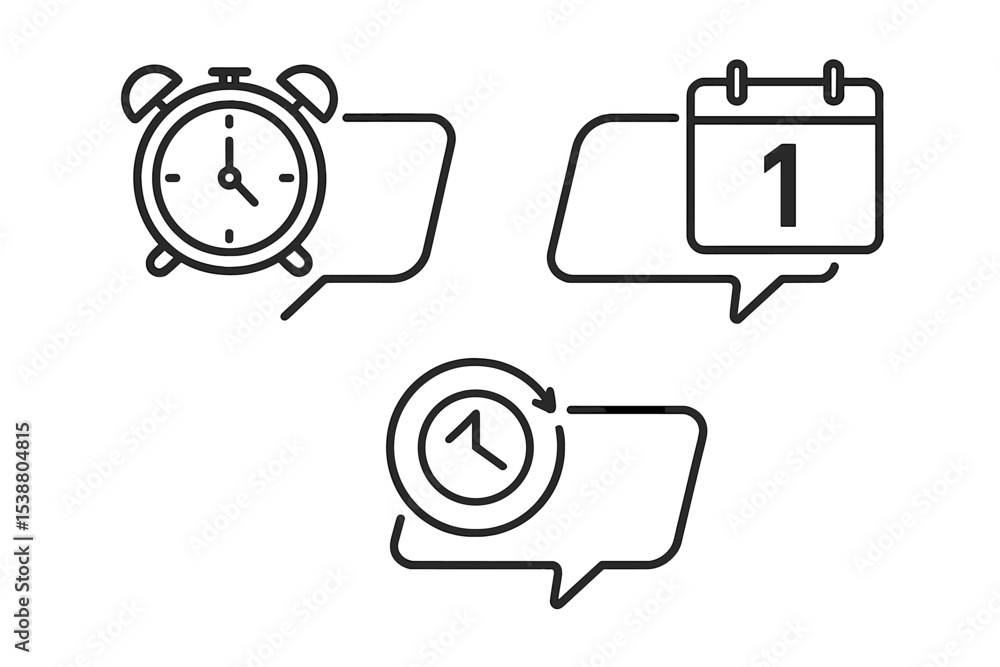 Aufkleber clock and calendar symbols represent time management in planning and scheduling