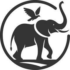 A large animal elephant vector drawing silhouette