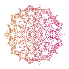 Ornamental Floral Lace Pattern with Round Mandala Design Vector illustrations